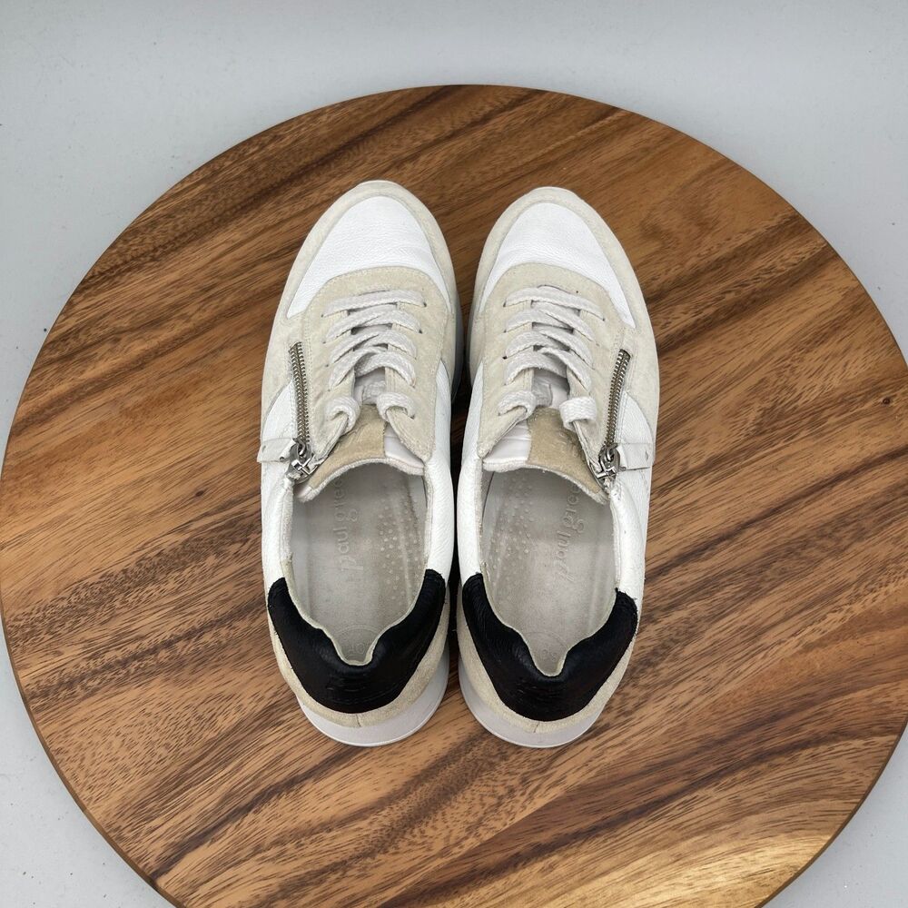 Paul Green Lively Shoes Womens 4.5 UK / 6 US Luxury White Leather Zip Sneakers - Picture 5 of 9